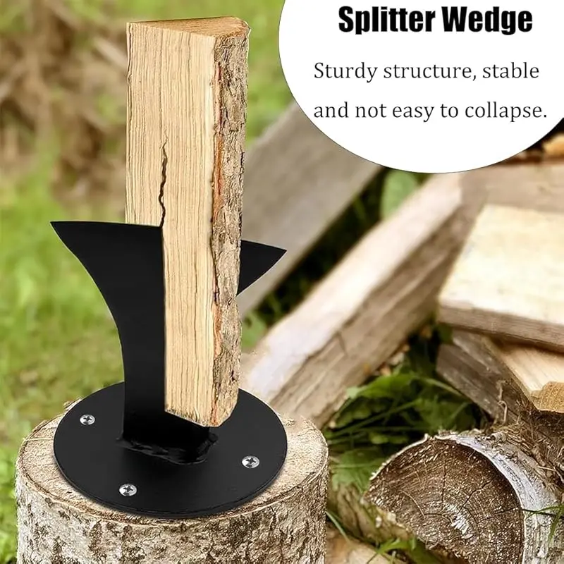 Manual Wood Splitting Wedge - Heavy Duty Steel Firewood Splitter，Belt4Hole Installation Design，Portable Wood Splitting Tool