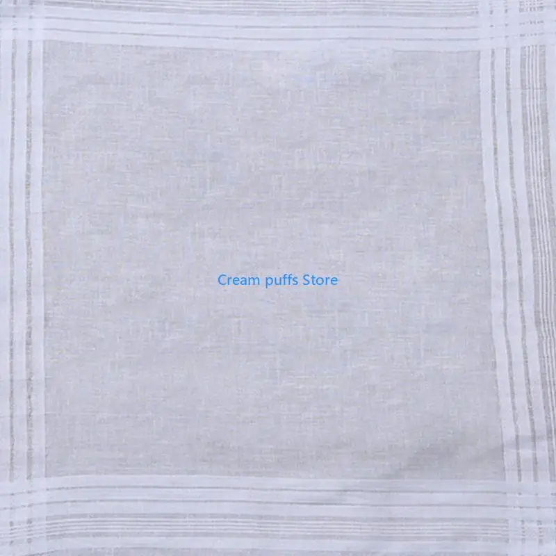 50LE 12Pcs 40x40cm Men Women Cotton Handkerchiefs Hankies Jacquard Striped Pocket Square Towel DIY Painting