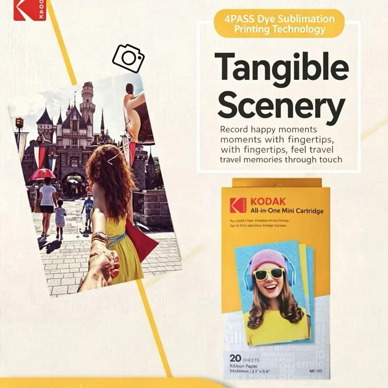 Genuine KODAK All-in-One C210 Paper Cartridges Set 10-100 Sheets leverage 4Pass Printing Tchnology Photo Printer Package Ink