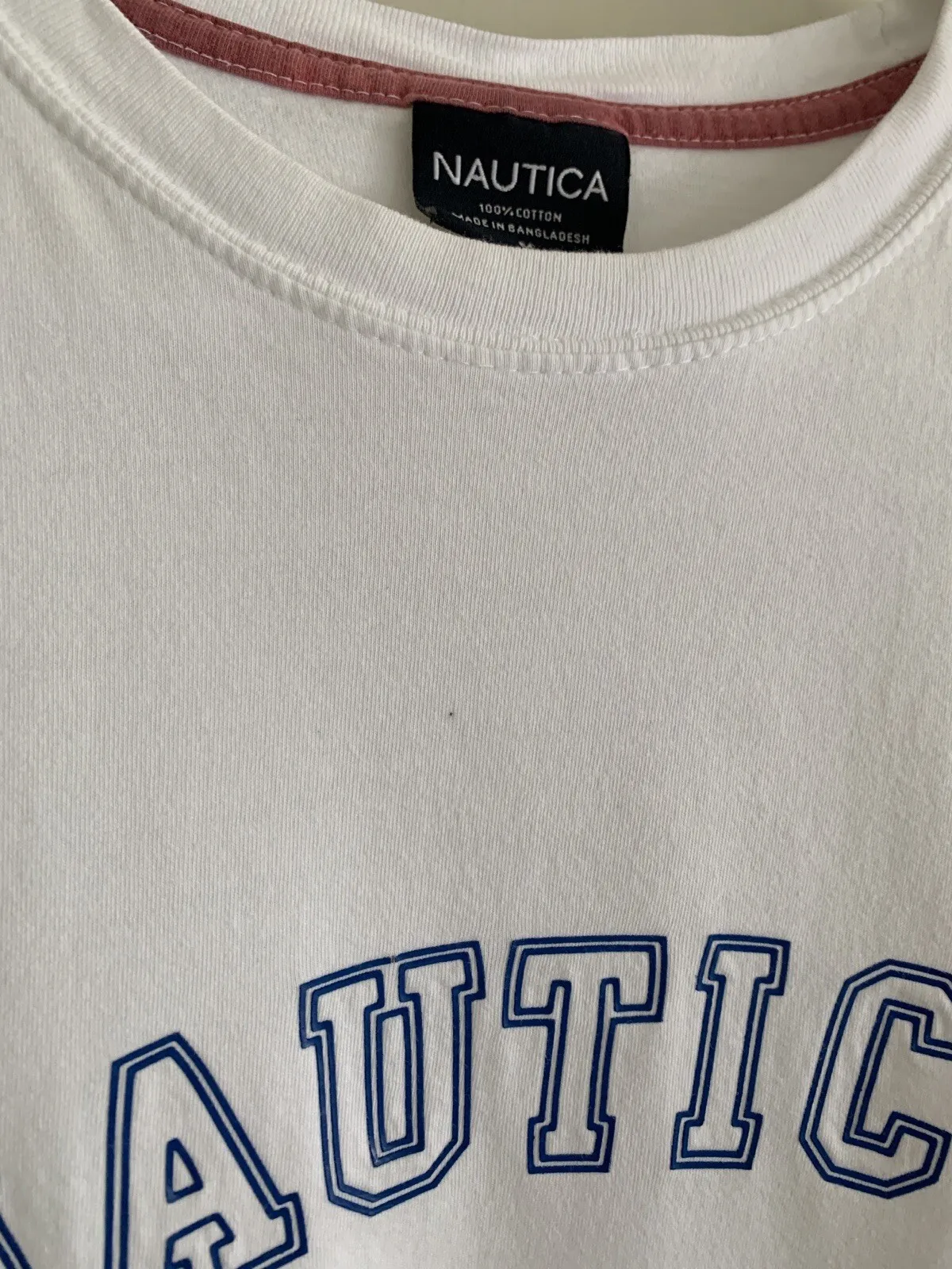 تي شيرت Vintage Nautica Spell Out White Tshirt Grunge Streetwear للرجال يرجى قراءة تي شيرت جرافيك عتيق للجنسين