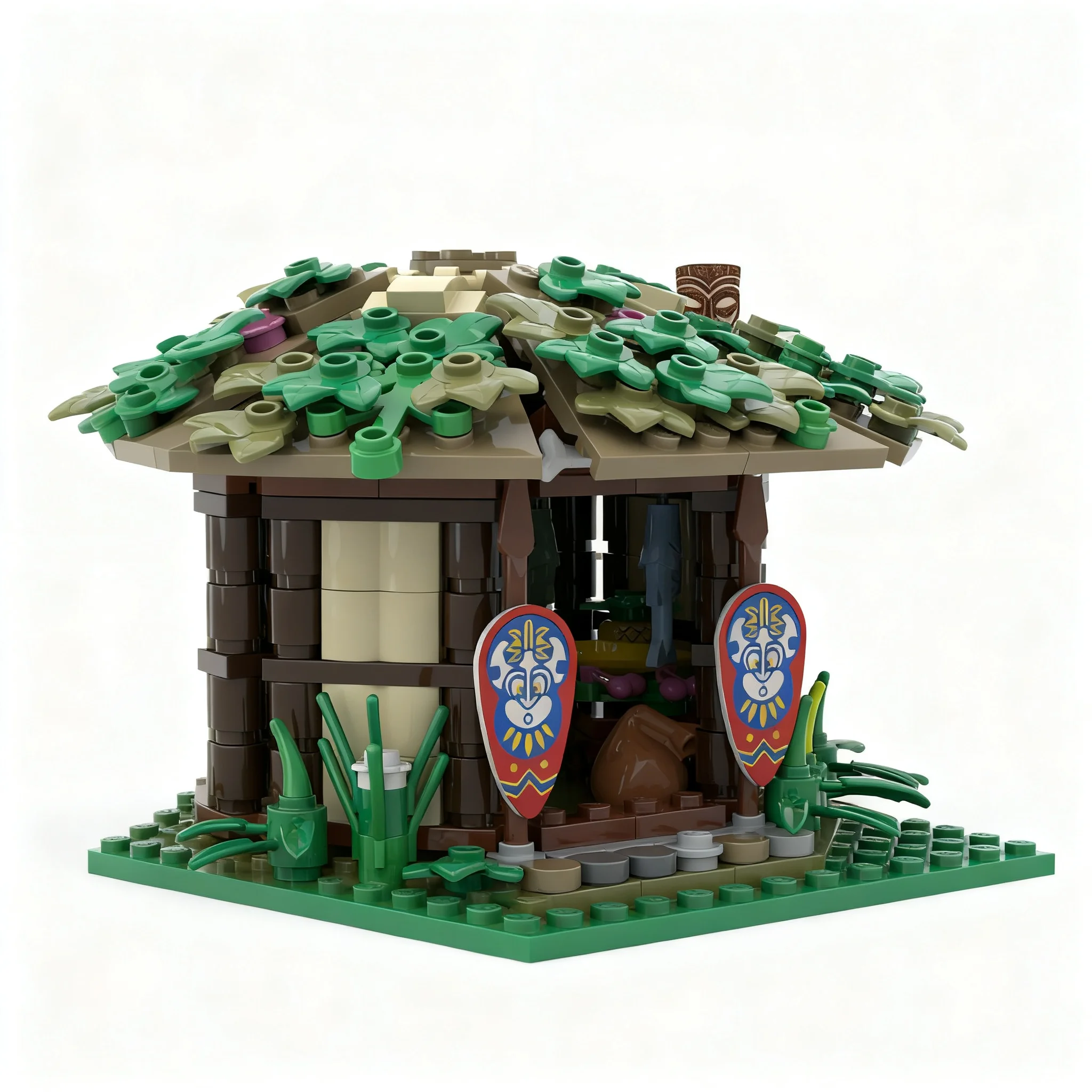 389pcs MOC Pirates The Tribal Hut Master Islander Architecture Model Building Blocks Toys Construction Christmas Gifts DIY Kids