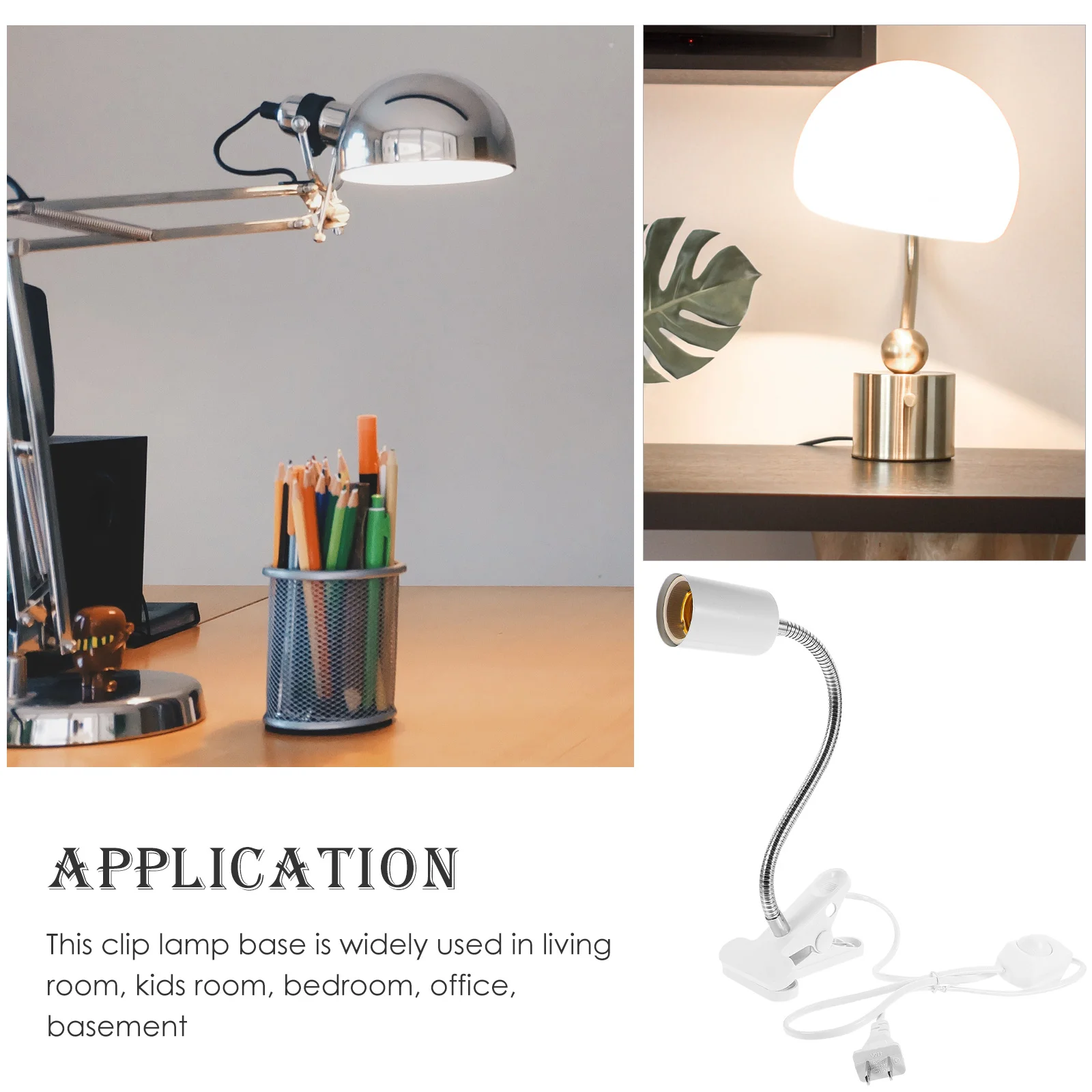 

Flexible Clip Lamp Holder Adjustable Bendable Stand For Reptiles Plants Grow Lamp Socket With Cord Clamp Desk Light Work Light