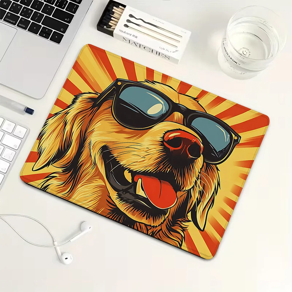 

Golden retriever wearing sunglasses Small MousePad Rubber Gaming MousePad Mechanical Keyboard Mat PC Gamidng Accessories DeskPad