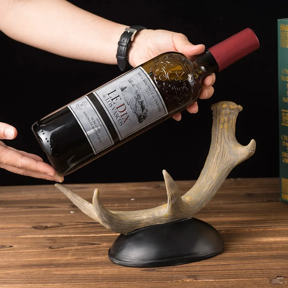 Vilead Resin Wine Rack Bottle Holder Deer Antler Decor Interior Bar Kitchen Shelf Home Decoration Accessories Tabletop Storage 3