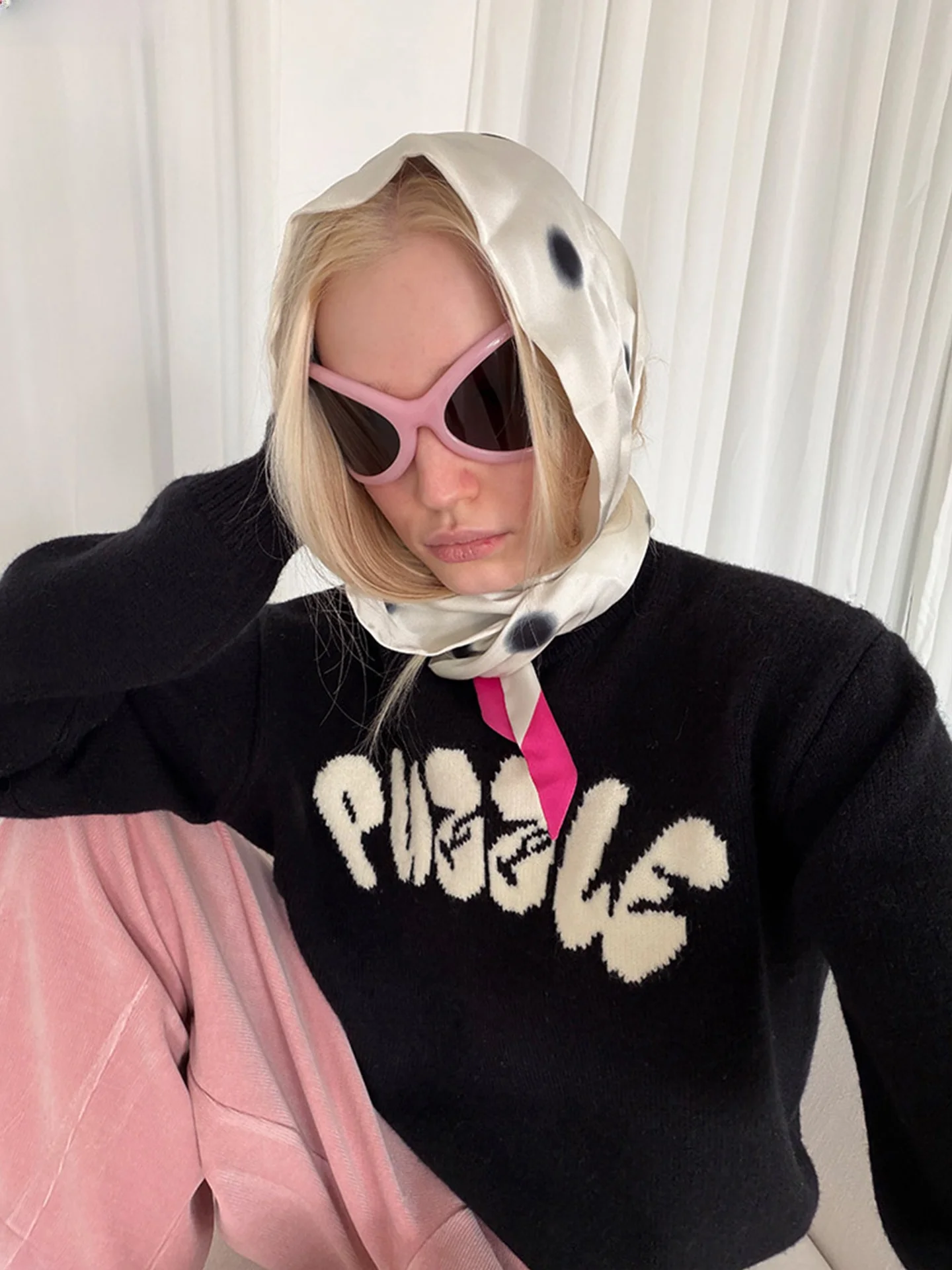 

Rorio Rarelicold PUZZLE Fun Letter Overhead Sweater Casual Loose Fit Thiened Long Sve Women's Online Exclusive