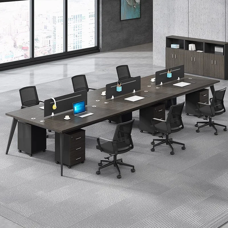 Modern Wooden Modular Standing Desk and Chair Combination for Home Office with 4/4/6 Configurations and Screen