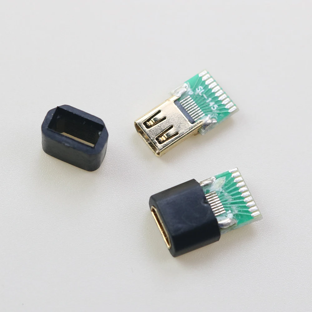 1pcs 19P Micro Hdmi-compatible Female Connectors Gold-plated D Type Female  Plug with PCB Micro Hdmi-compatible Socket