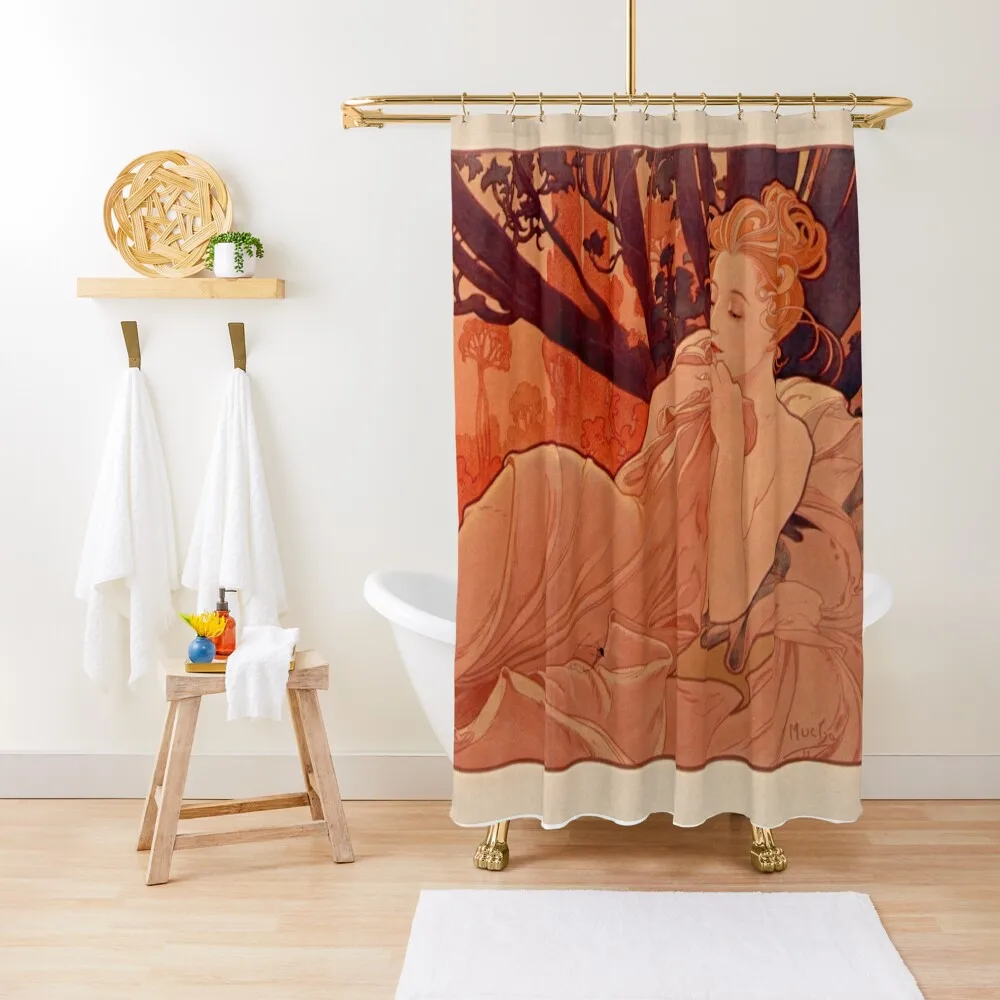 

DUSK by Alphonse Mucha - Crepuscule Shower Curtain Window Cover Luxury Bathroom Curtain