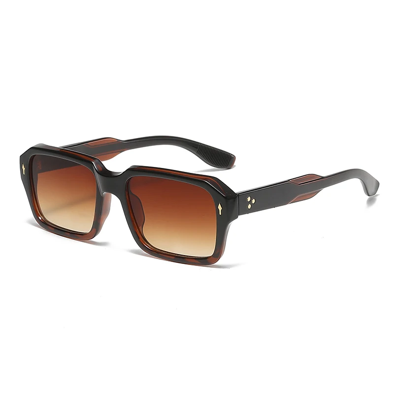 2024 New Square Sunglasses Personalized Sunscreen Ink High Quality Men's Retro Black Classic Rivet Fashion Glasses image 5