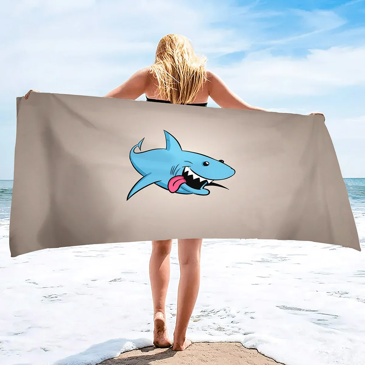 Shark Beach Towel for Boys Shark Bath Towel Print Pool Towel Super Soft Plush Sandless Shark Towel for Shark Lovers Beach Towels