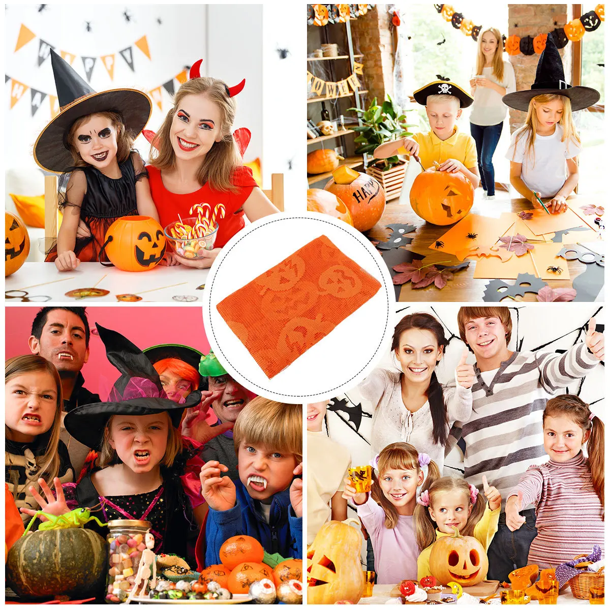 

Pumpkin Pattern Halloween Polyester Table Runner Rectangular Lace Decorative Table Cover Party Festival Dining Room Accent