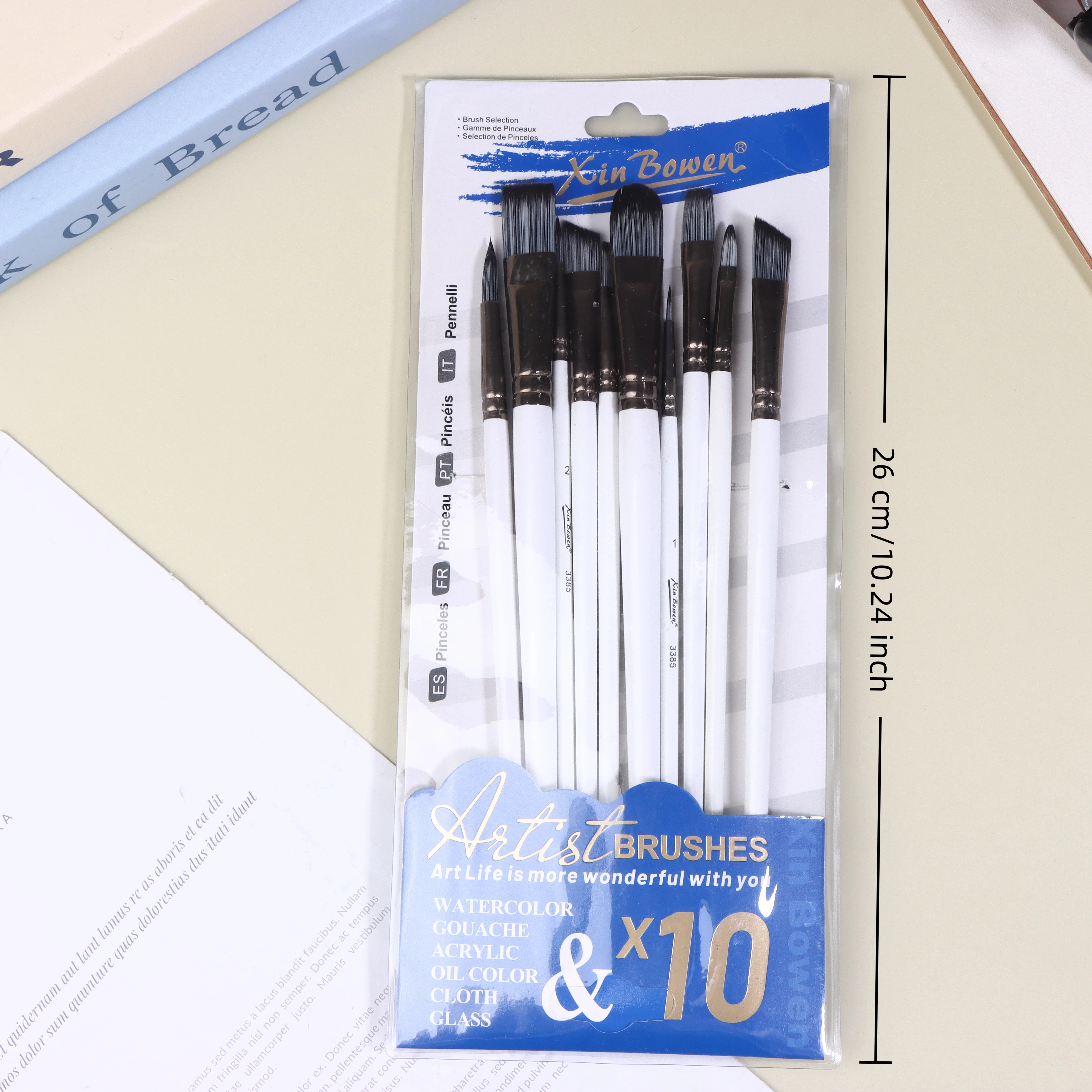 10Pcs Different Shape Paint Brushes Set For Art Acrylic Gouache Oil Watercolor Artist Canvas Synthetic Nylon Hair Paint Brush