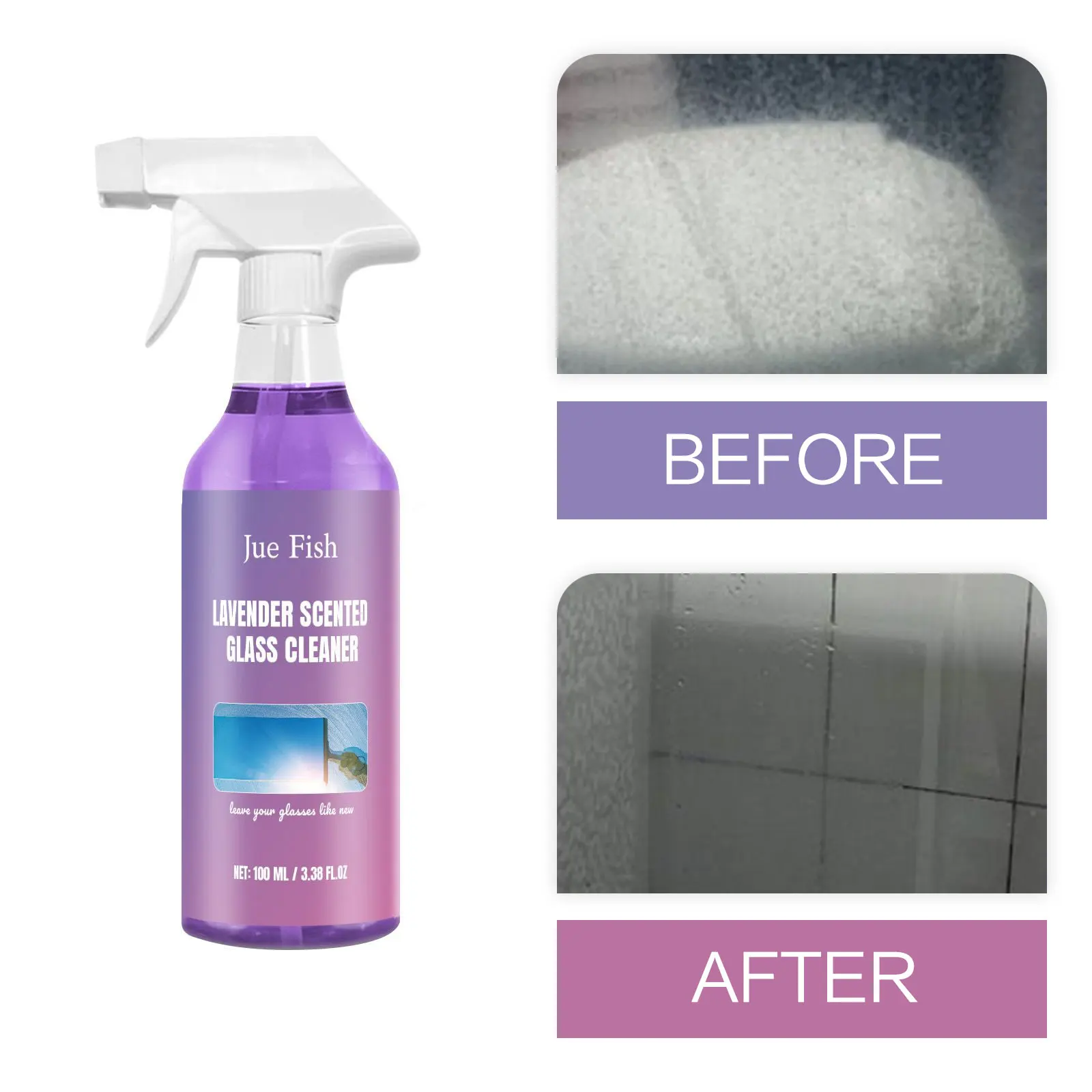 Bathroom Glass Cleaner Liquid Shower Door Hard Water Removal Car Window Degreaser Agent Mirror Brightening Glass Descaling Spray