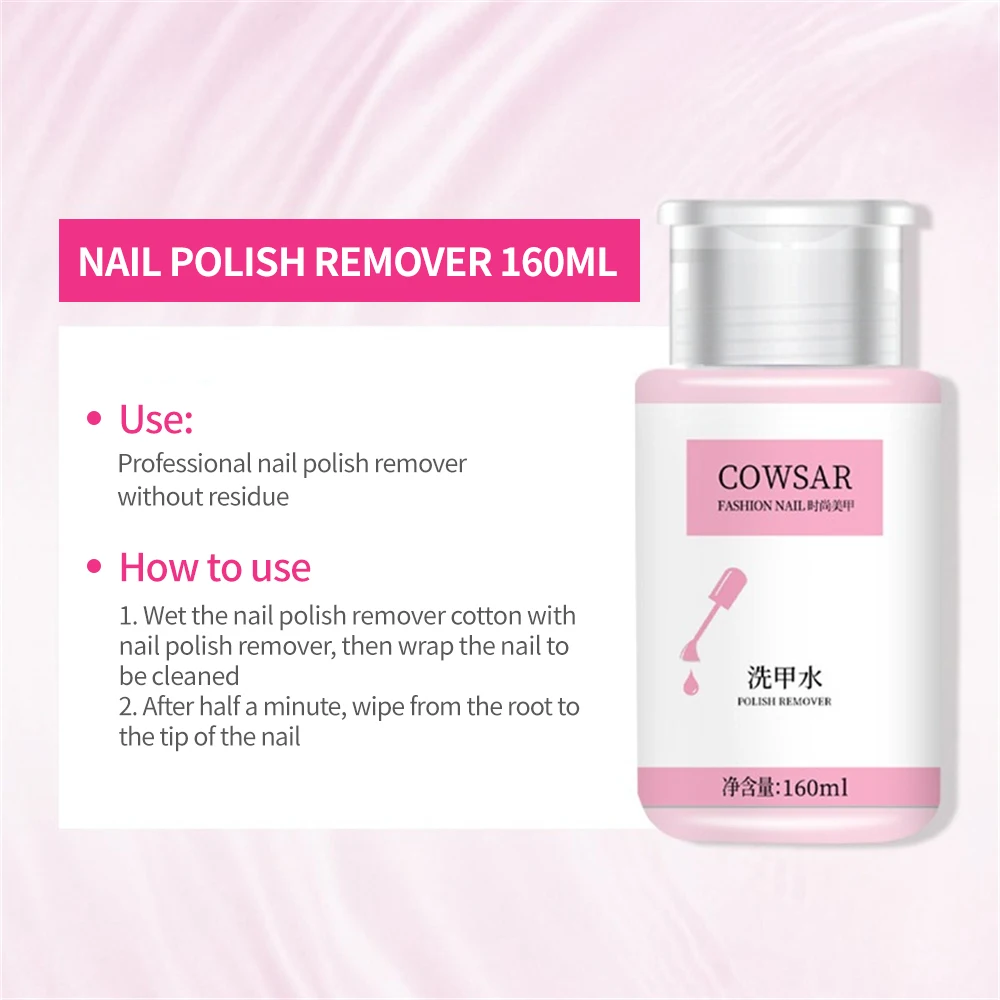 160ml Press On Nail Gel Polish Oil Remover UV Gel Remover Nail Cleaner Non-Irritating Quick & Easy DIY Manicure Care Liquid Tool