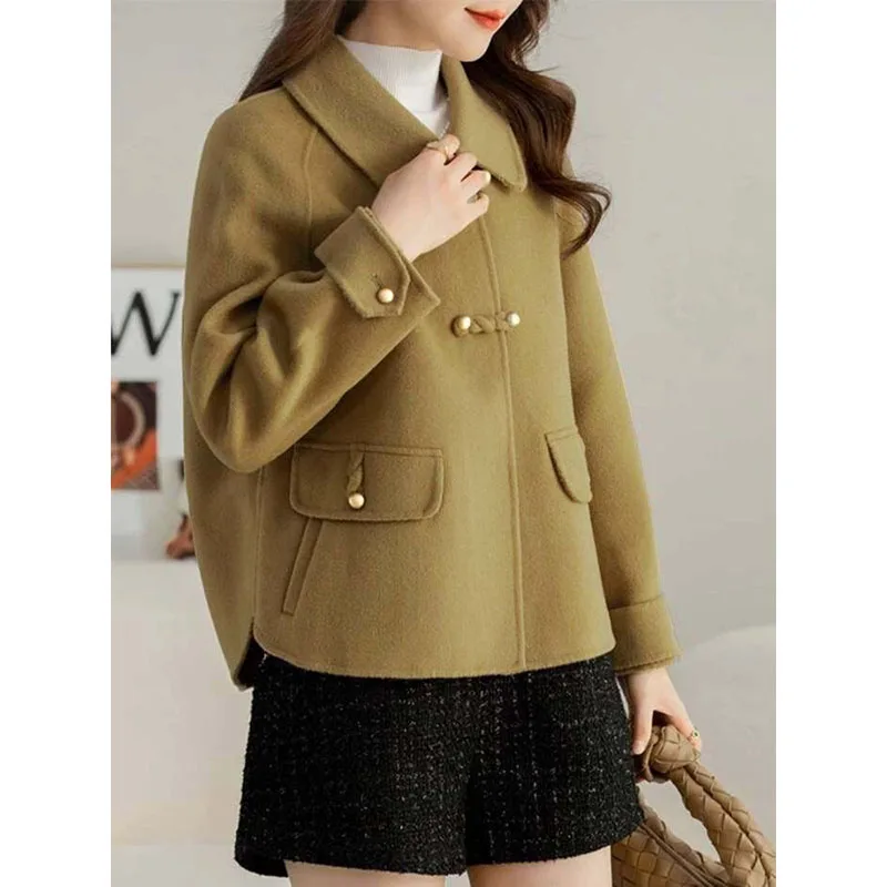 Short Women's Padded Woolen Coat 2025 Autumn Winter New Female Fashion Loose Jacket Small Western Style Age-reducing Overwear