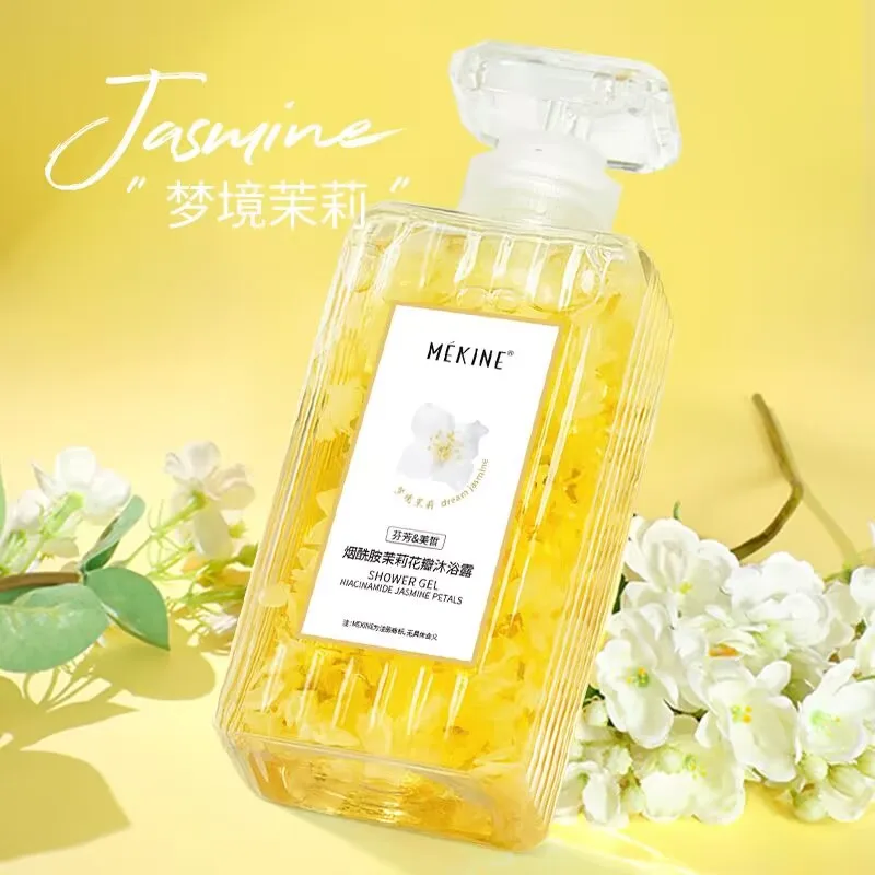 

Gel de ducha de pétalos de Sakura, 500ml, hidratante, blanqueador, nicotinamida, Control de aceite de jazmín, nutritivo, refresc