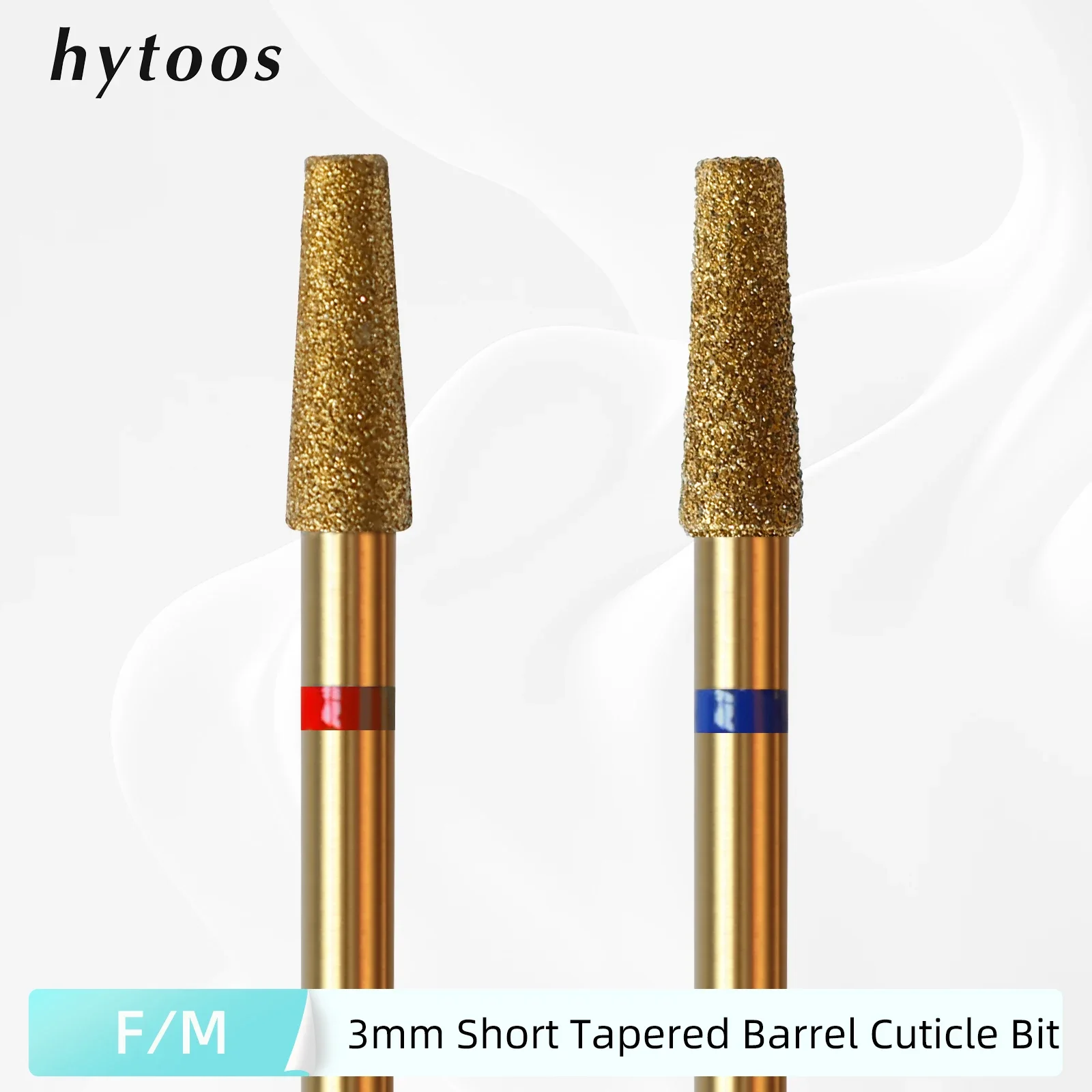 HYTOOS 3mm Tapered Cuticle Clean Nail Drill Bit, Titanium Russian Diamond Nail Bits Nail Cleaner Accessories for Dead Skin