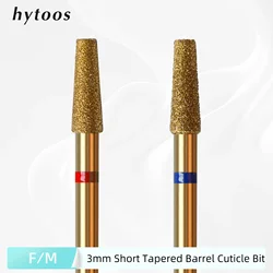 HYTOOS 3mm Tapered Cuticle Clean Nail Drill Bit, Titanium Russian Diamond Nail Bits Nail Cleaner Accessories for Dead Skin