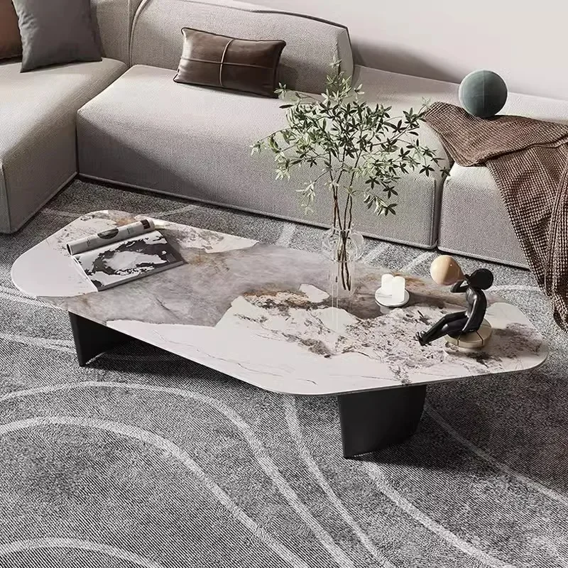 Italian light luxury rock plate coffee table, irregular special-shaped design simple modern home Internet celebrity