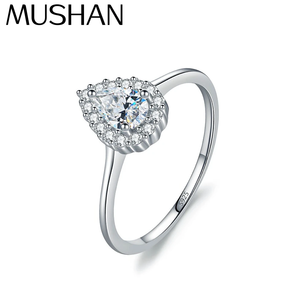 

MuShan Luxury Jewelry 925 Sterling Silver Ring VVS Moissanite Honeymoon Ring for Ladies 18K Gold Plated MST Patent Jewellery