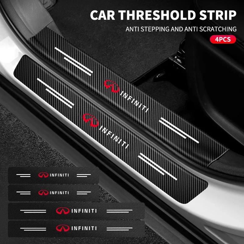 4 шт., защитные наклейки из углеродного волокна для порога двери автомобиля Infiniti JX35 G25 G37 FX FX37 FX50 EX35 EX25 EX37 ESQ M25 M35