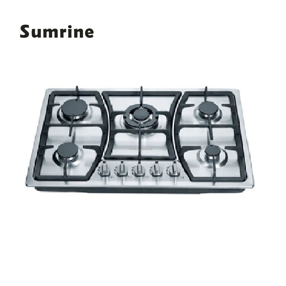 موقد غاز مدمج 5 شعلات ممتاز 76 سم لعام 2025 - موقد تجاري مع شعلات عالية الكفاءة