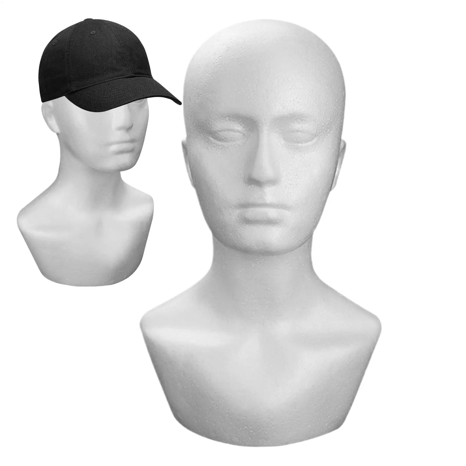 Testa di manichino Parrucca maschile Display Testa di manichino Modello Testa di manichino in schiuma Parrucche Occhiali Cappello Display Supporto Supporto Fotografia Puntelli