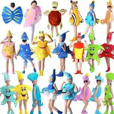 Disfraz de Carnaval de Halloween para Adultos y Niños, Disfraz de Animal Marino Estereoscópico, Pez Payaso, Coral, Estrella de Mar, Ballena