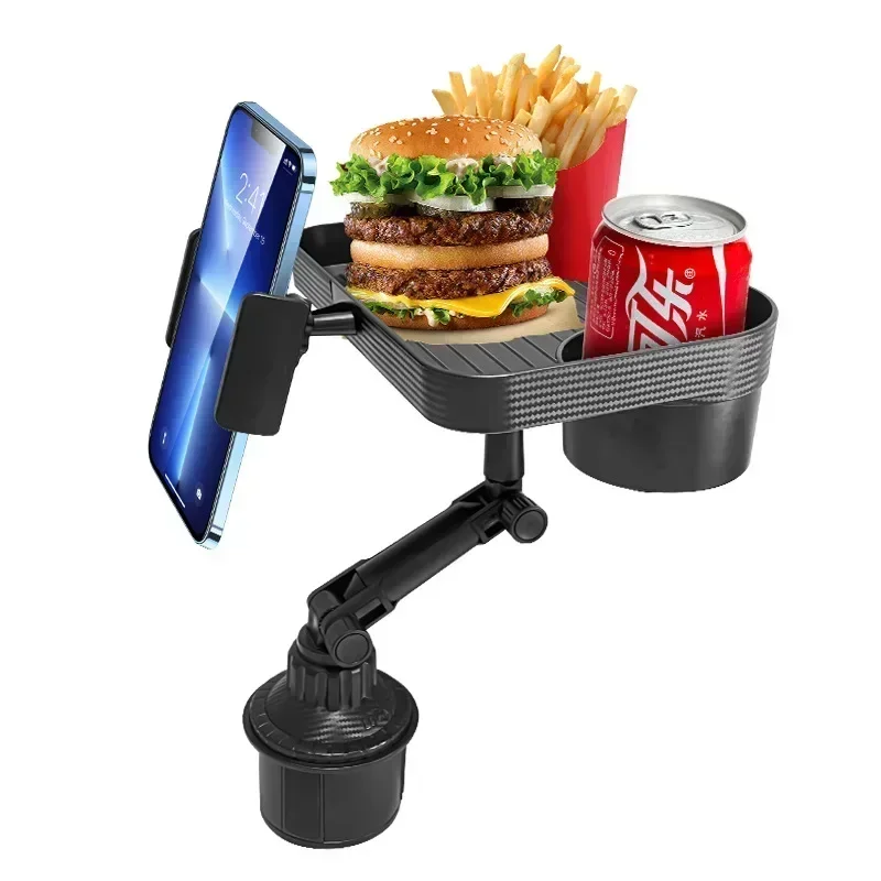 Car Cup Phone Holder Stand Mount Tray 360 Degree Rotation Table Slot Food Organized Adjustable Drink Accesories for Iphone 14 13