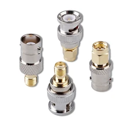 Conector de antena de cobre banhado a ouro, Adaptador RF, Coaxial coaxial, SMA macho para BNC macho, 2pcs