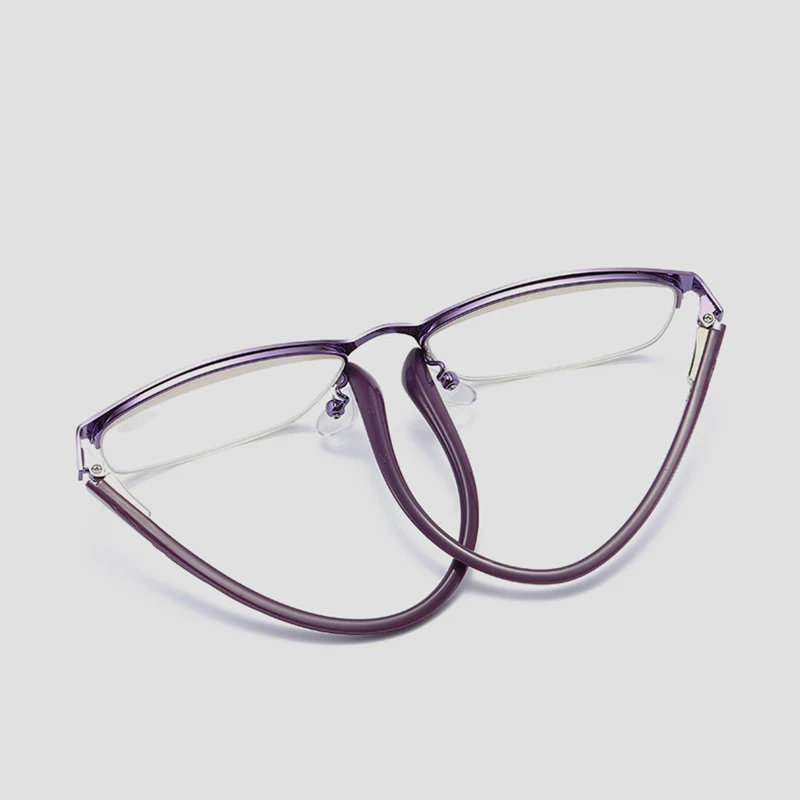 Luxury Women Reading Glasses Purple Ultralight Presbyopic Glasses Half Rim Flexible Magnifier TR90 Female Reader +100 ~ +400