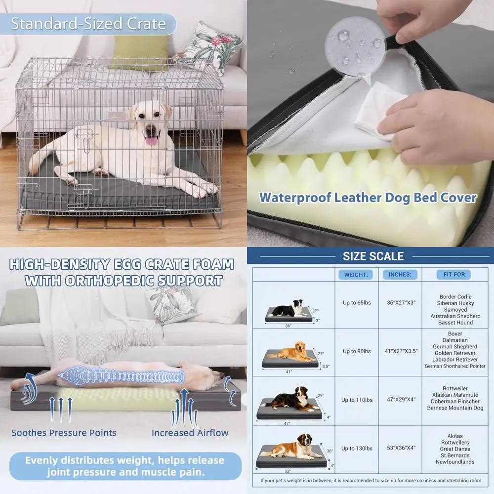 

Large Waterproof Outdoor Orthopedic Dog Bed with Removable, Reversible Cover - 53x36 Grey