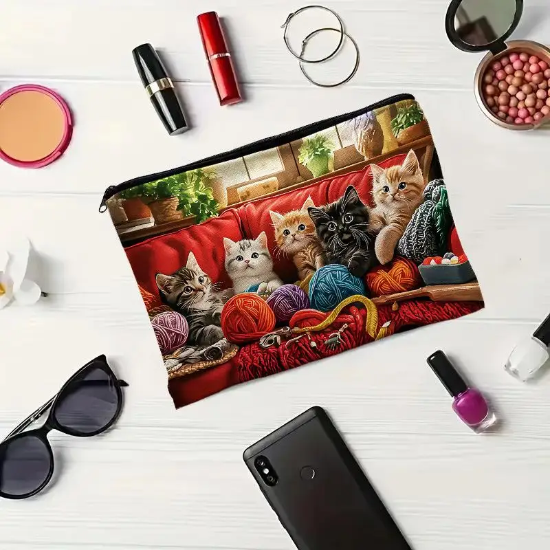 1 Stück Niedliche Multifunktionale Reißverschlusstasche, Süße Katzen-Kosmetiktasche für Frauen, Schmuckaufbewahrung, Kleine Reisetasche – Detail 4