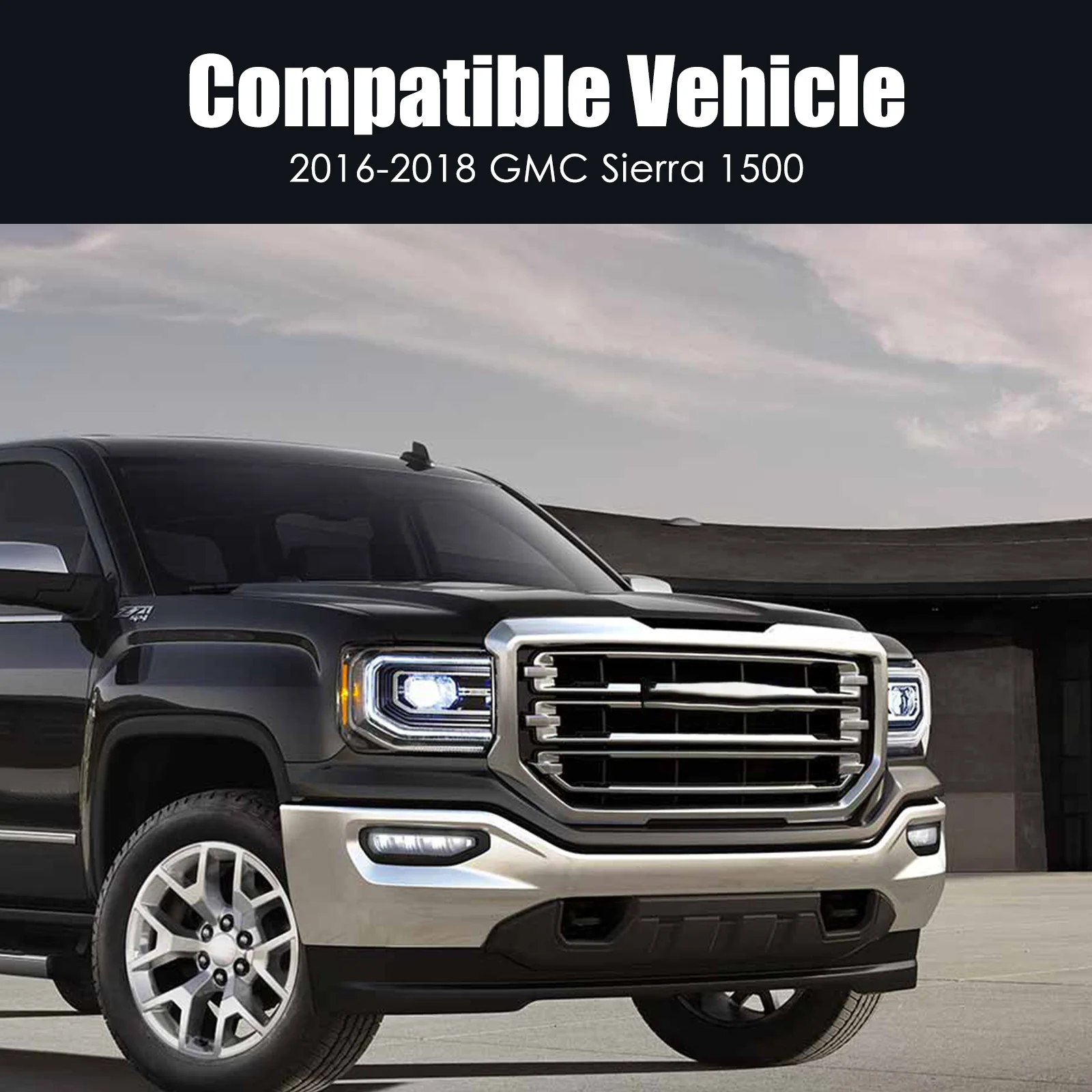 Chrome - Steel Front Bumper Face Bar for 2016-2018 GMC Sierra 1500 Pickup