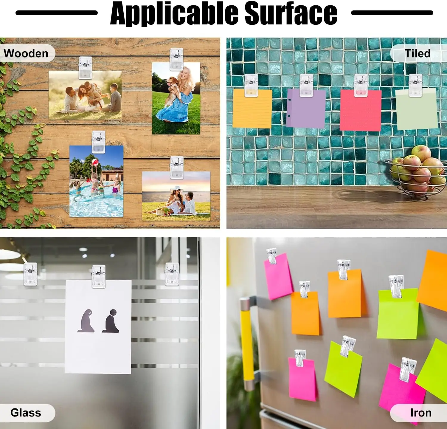 Auto-adesivo plástico transparente clipes de parede, pegajoso pendurado foto clipes, pôster clipes para Office Home, 10 PCs, 20 PCs, 30PCs