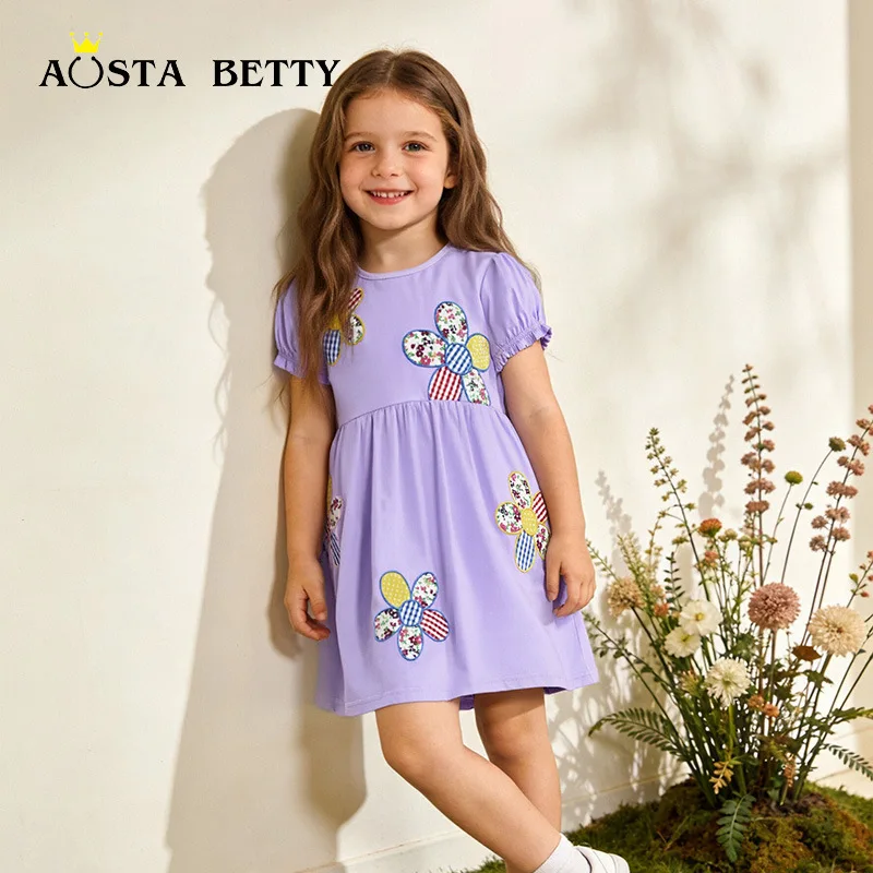 

26New Summer Girls' Dress with Floral Embroidery, Cute Children's Princess Dress