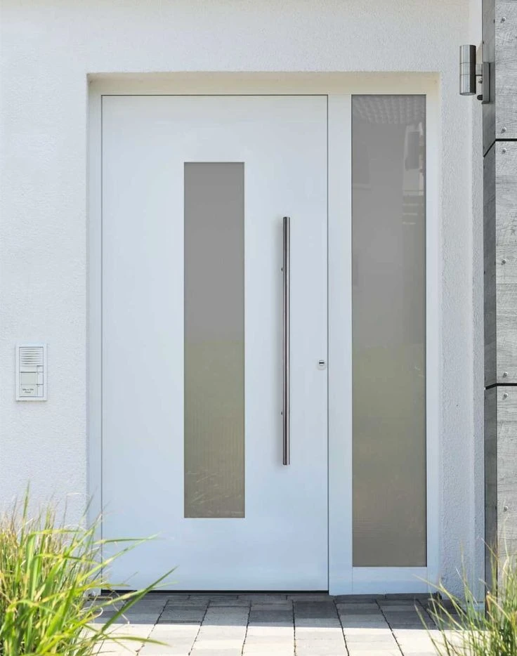 Luxury Aluminium Entry Door with Stainless Steel Long Handle Exterior Main Entrance Door for Stores Residential Custom Size