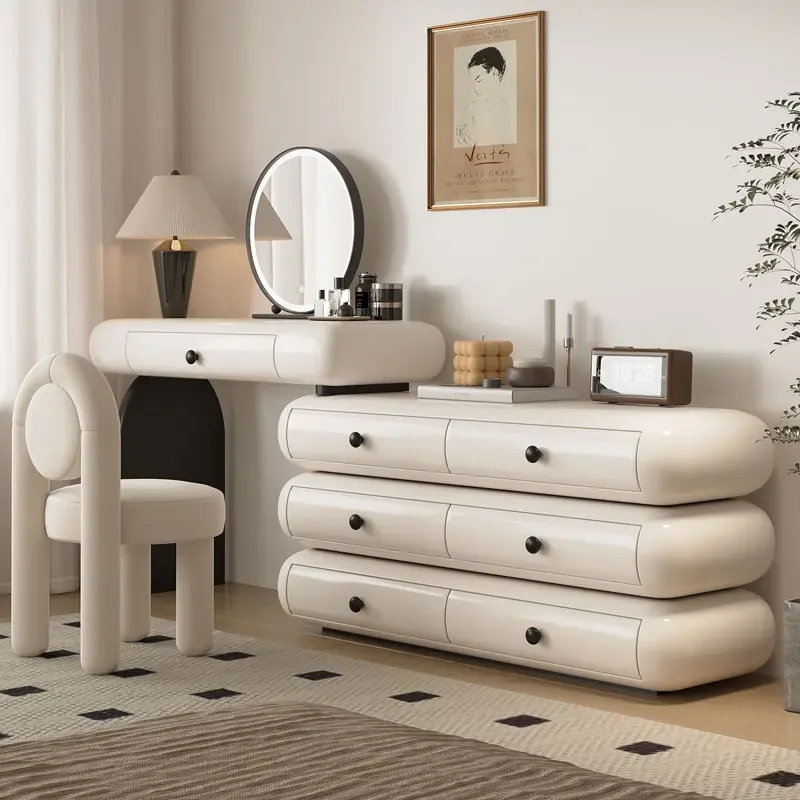 European Decor Makeup Vanity Desk Wooden Drawer White Black Makeup Vanity Desk Mirror Corner Komody Master Bedroom Furniture