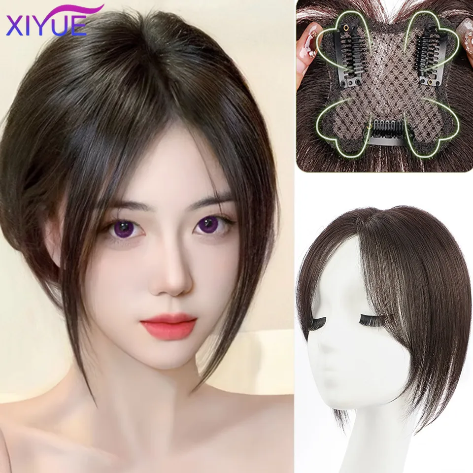 XIYUE Four leaf clover bangs wig patch for women's top hair repair fluffy synthetic hair patch