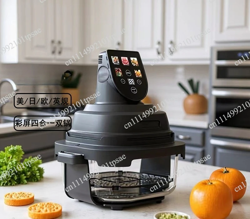 Cross-border color screen smart air fryer glass visual French fries machine electric oven European standard 110V