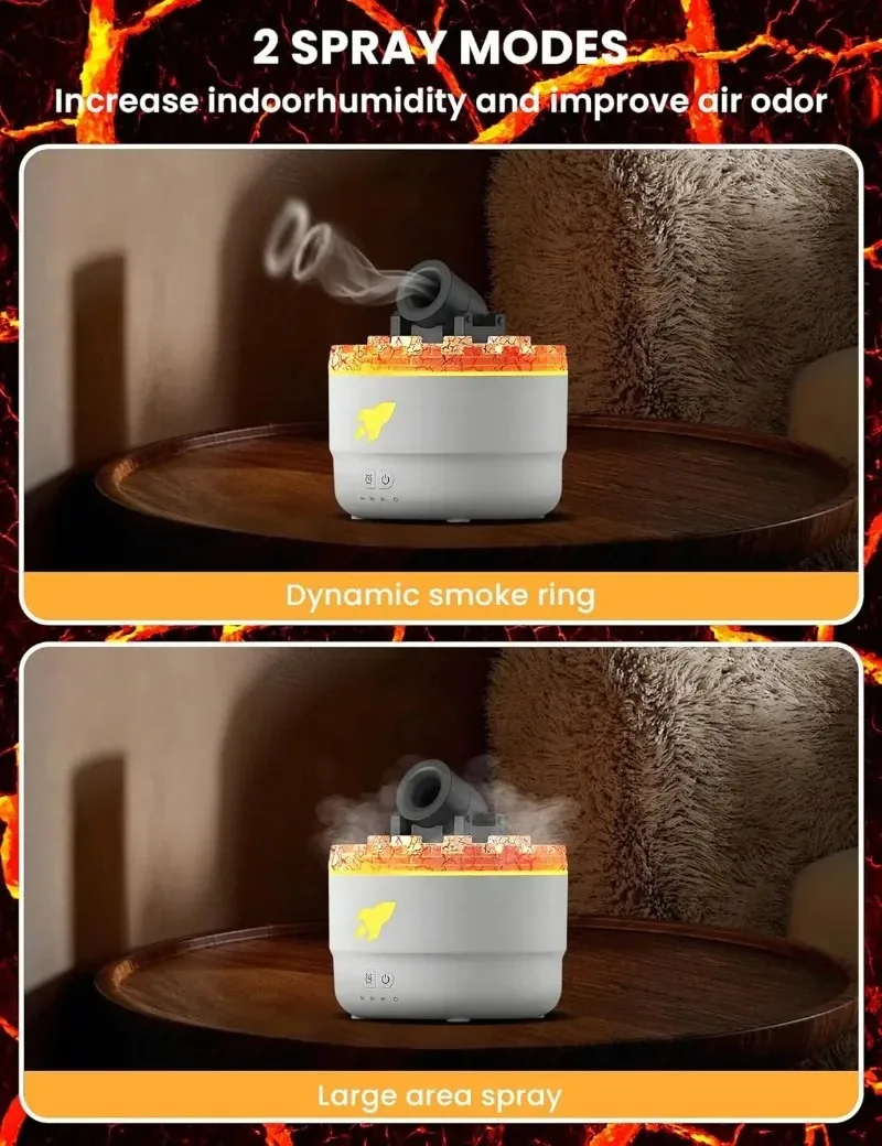 Cannon Blast Aroma Humidifier, Cannon Blast Turret Humidifier Silent Diffuser with Colorful LED Lights, Waterless Auto Shut.