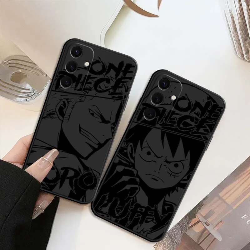 

One Piece Anime Luffy Cool For Samsung Galaxy S25 S24 S23 S22 S21 S20 S10 S9 Ultra Plus FE 5G Black Soft Cover Phone Case