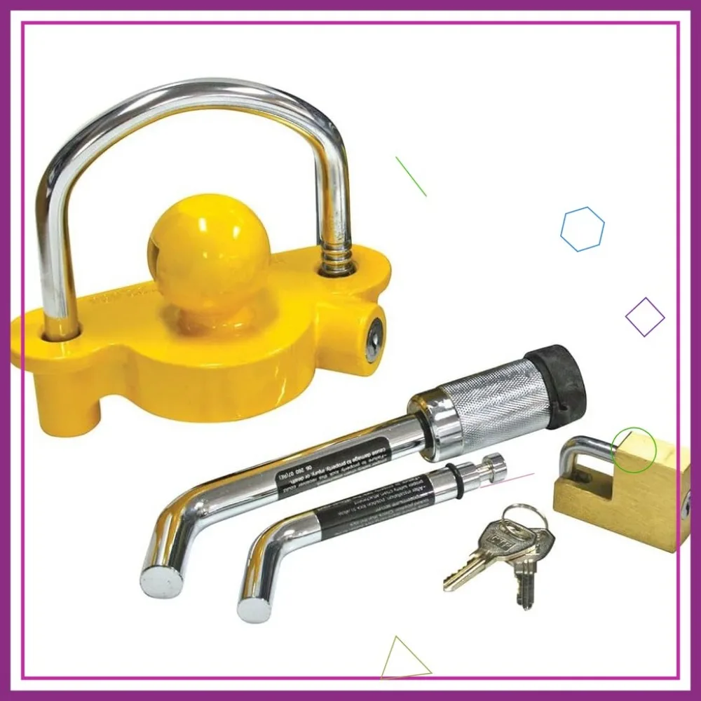 

Universal Trailer Hitch and Coupler Lock Set, Fits 1-1/4" & 2" Receivers, 1/2" & 5/8" Pin Diameter for Secure Towing