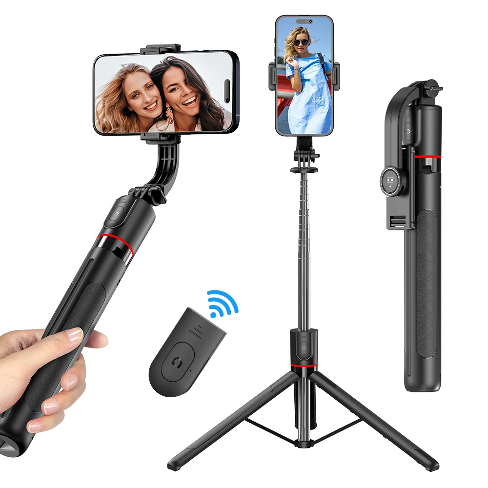 Trípode/palo selfie F15 con control remoto Bluetooth, poste extensible de 6 secciones, 360 ° Rotación, opción de luz de relleno, para teléfono Vlog