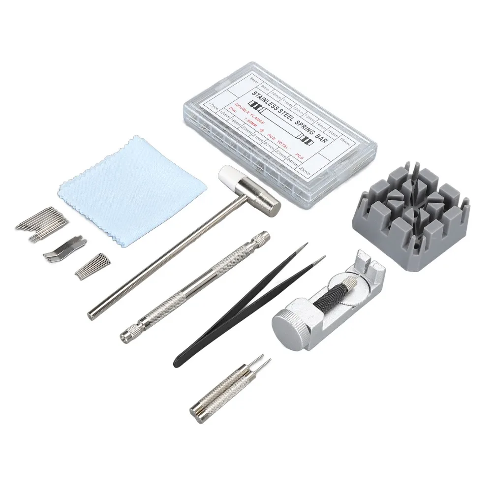 98pcs Metal Watch Band Strap Link Pins Remover Plastic Silver Watch Spring Bar Removal Tool Watch Sizing Tool
