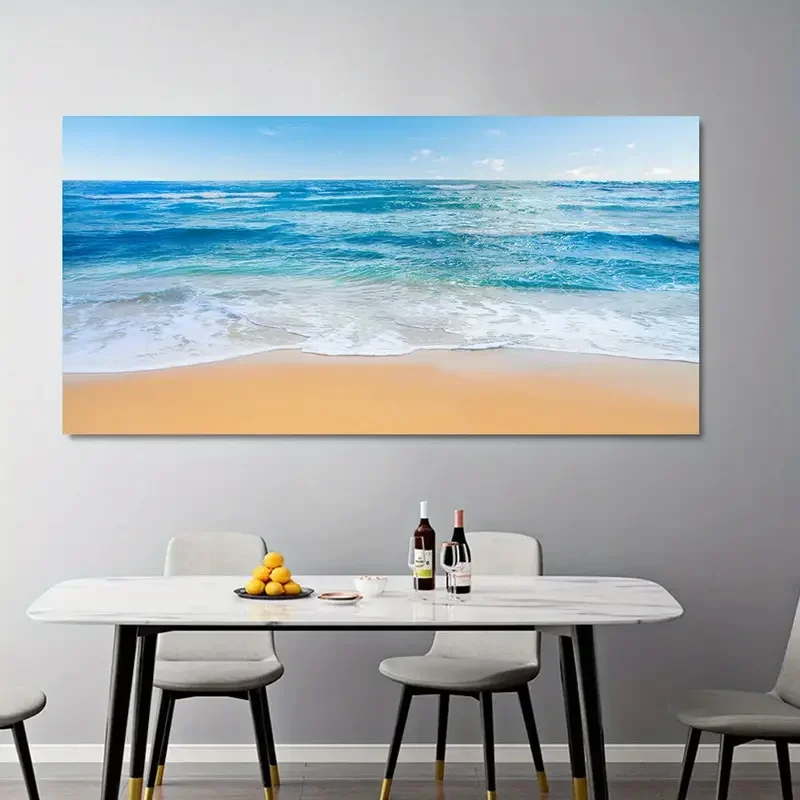 Large-sized 1pc frameless Canvas Painting Unframed Canvas Sea Wave Print Poster - Modern Art Deco Style Landscape Wall Art for H