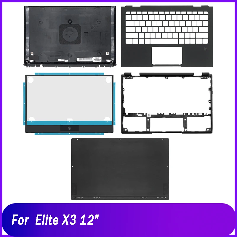 Laptop LCD tampa superior traseira, tampa traseira para HP Elite X3, moldura frontal Palmrest, base inferior superior, preto A B C D E Shell, 12 polegadas, novo