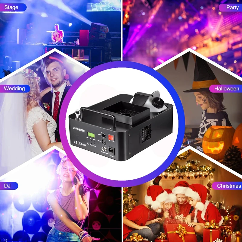 Imagem -04 - Máquina de Fumaça com Controle Remoto para Festa de Halloween Nevoeiro Dmx Rgb em 24 Led Palco Vertical Efeito Fumaça 1500w