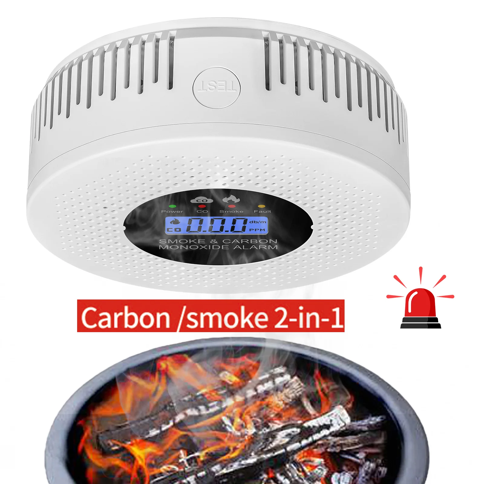 

3-1PC 2 in 1 Fire Alarm Smoke Detector Smoke and Carbon Monoxide Detector with LCD Display for House Apartment Kitchen Accessory