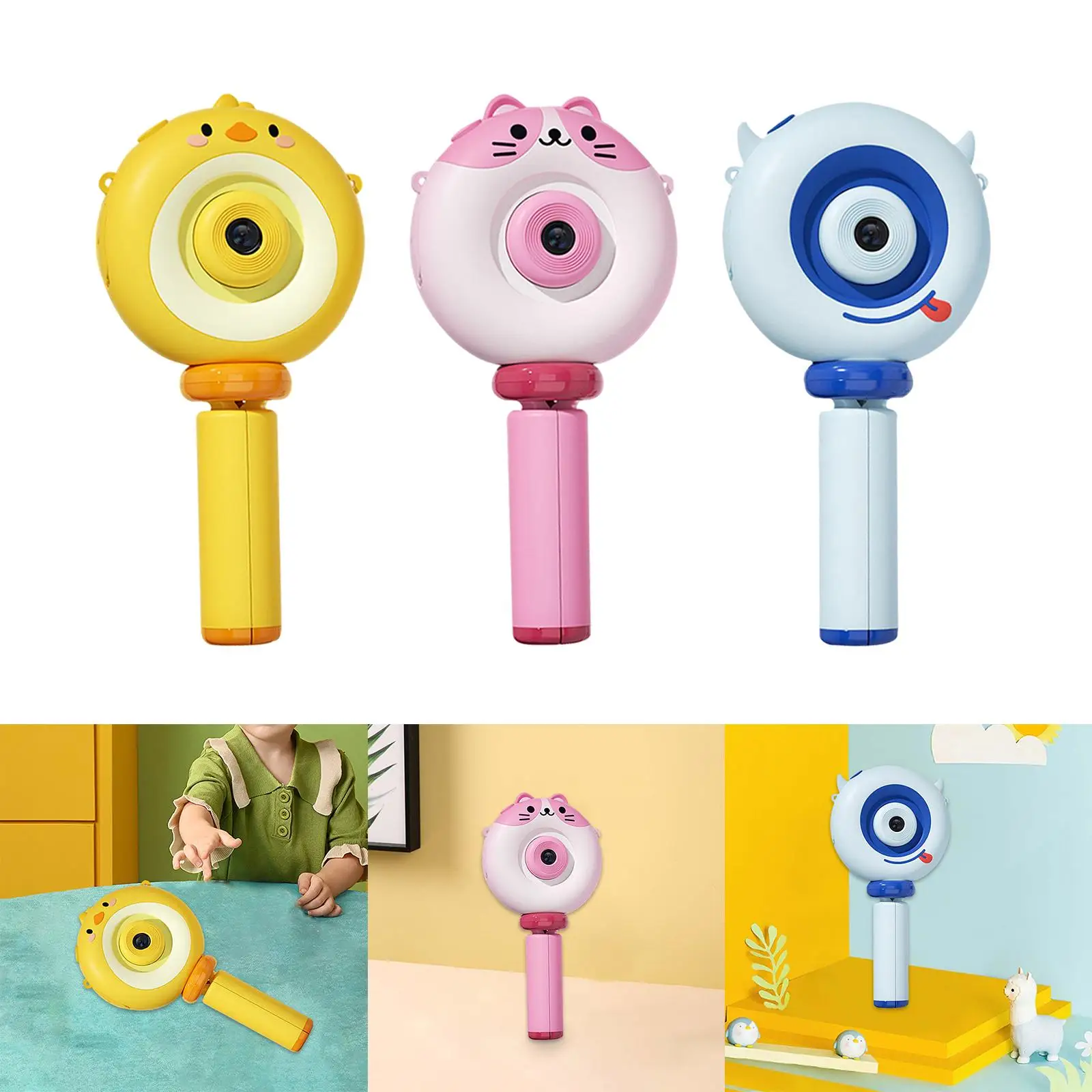 USB Rechargeable Selfie Camera for Kids, Tripé dobrável, Cartoon Animal Design, Presentes do Dia dos Namorados para 3 a 8 anos de idade